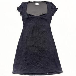 Princess Polly Black Short Sleeve Sweetheart Neck Open Back Dress Size 8